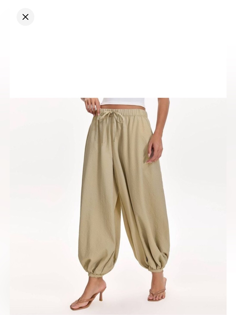 A New Day - Women's Mid-Rise Drawstring Balloon Pants - A New Beige/Blue